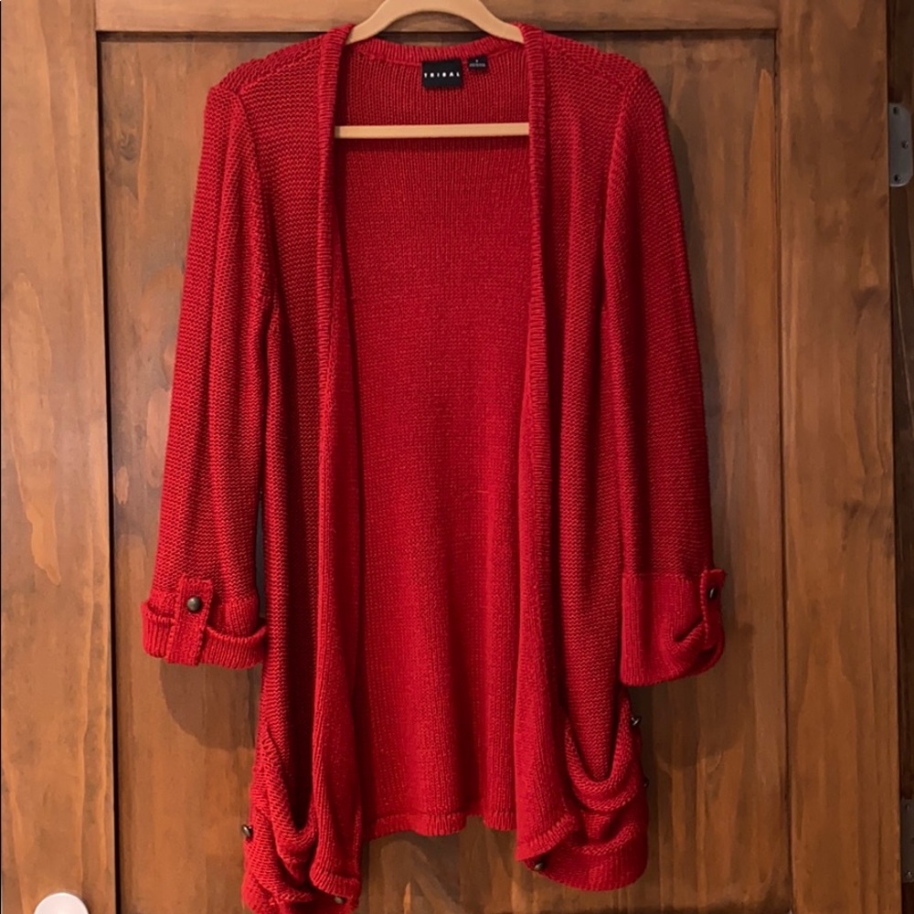 Never worn red tribal size L cardigan